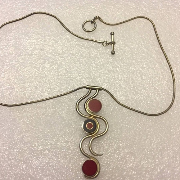 MODERNIST Sterling Silver Enamel Double Side Slidi - Picture 8 of 8